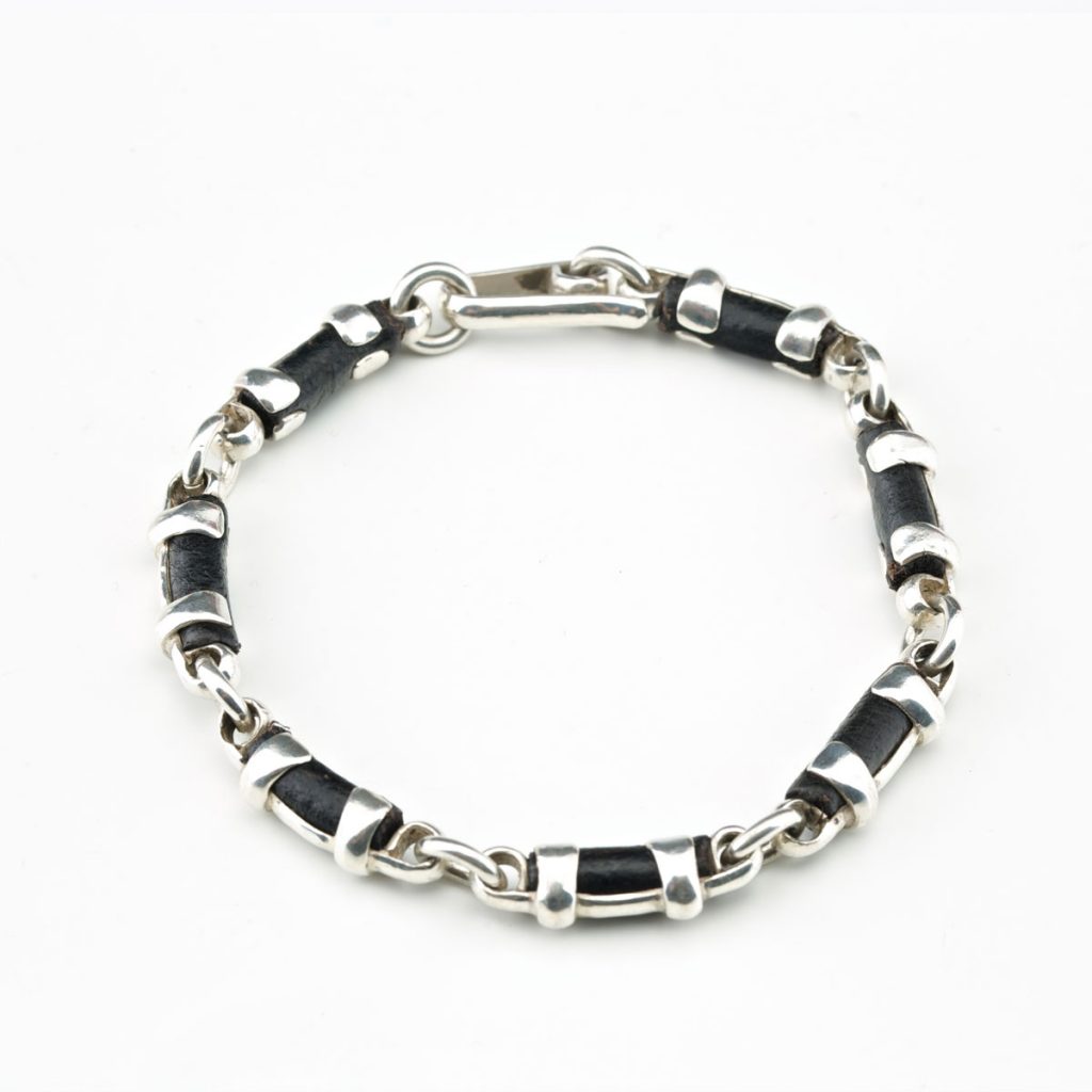 Pulsera de plata y cuero sahara